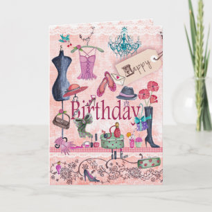Carte de voeux Girly de la substance de joyeux