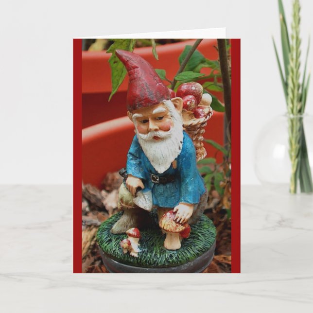 carte de voeux - gnome de jardin (Devant)
