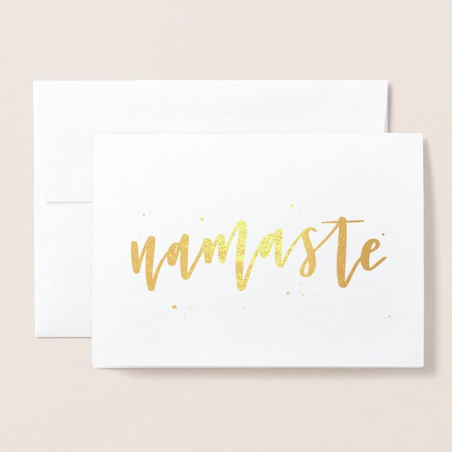 Carte de voeux Gold Foil Calligraphy Namaste (Devant avec enveloppe)