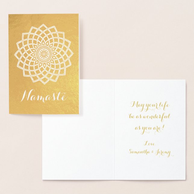 Carte de voeux Gold Mandala Namaste (Affichage)