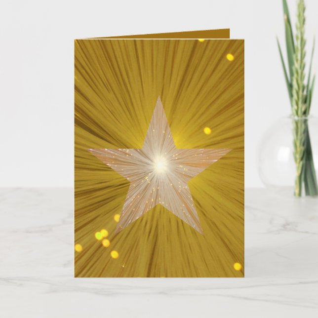 Carte de voeux Gold Star 'Your Text' 2 côtés (Devant)