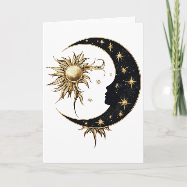 Carte de voeux Gold Sun & Moon (Devant)