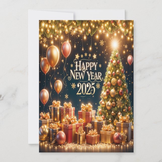 Carte de voeux Golden Glow Nouvel An 2025 (Devant)