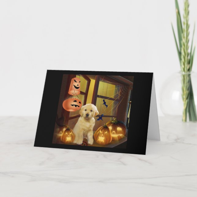 Carte de voeux Golden Retriever BOO Halloween (Devant)