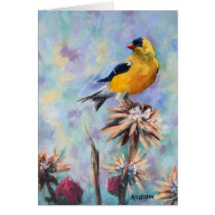 Carte de voeux Goldfinch sur le chardon