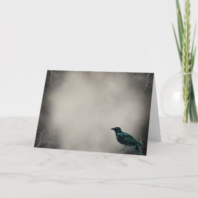 Carte de voeux gothique noire de Raven (Devant)
