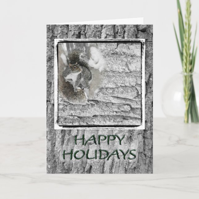 Carte de voeux Grey Squirrel Happy Holidays (Devant)