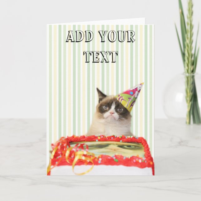 Carte de voeux Grumpy Cat Party - Personnalisable (Devant)