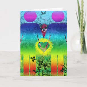Carte de voeux grunge d'amour d'arc-en-ciel