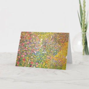 Carte de voeux Gustav Klimt aux fleurs roses