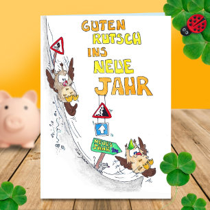 Carte de vœux GUTEN RUTSCH par Nicole Janes