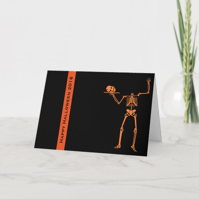 Carte de voeux Halloween avec crâne magique orange (Devant)
