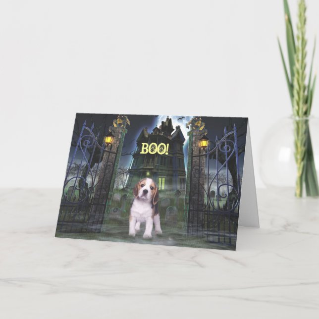 Carte de voeux Halloween beagle (Devant)