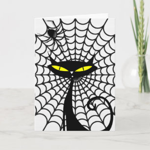 Carte de voeux Halloween/Chat noir