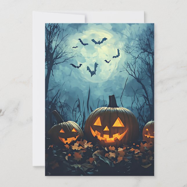 Carte de vœux Halloween Citrouilles de nuit (Devant)