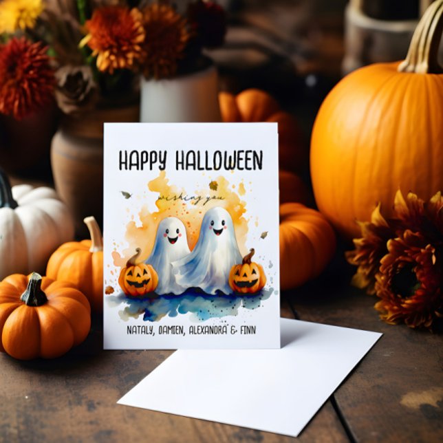Carte de voeux Halloween familiale Fantômes et Cit (Créateur téléchargé)