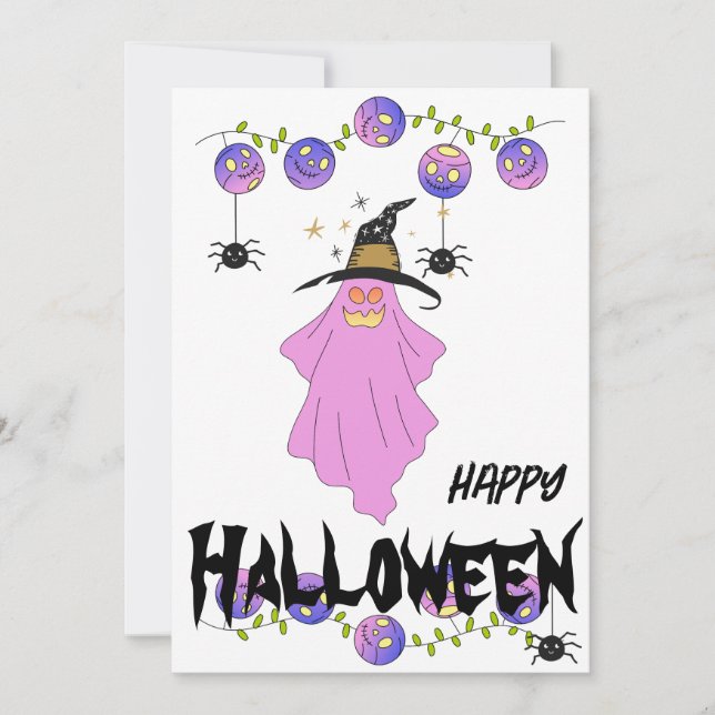 Carte de voeux Halloween Ghost Skull Garland (Devant)