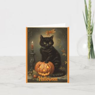 Carte de voeux Halloween Kitten vintage
