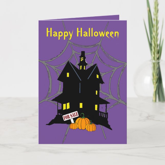 Carte de vœux Halloween Maison Hantée 13 x 18 cm (Devant)