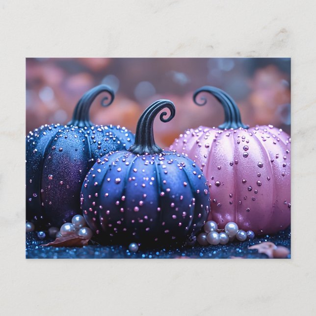 Carte de voeux Halloween Parties scintillant noire (Devant)