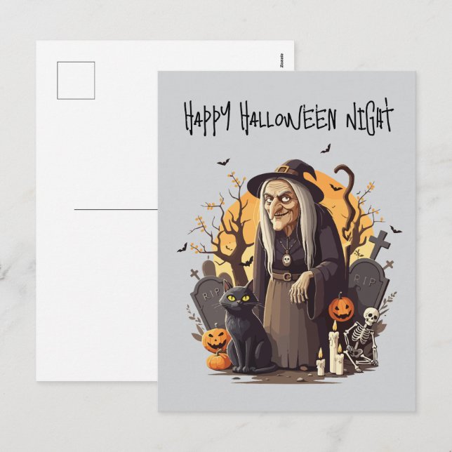 🎃🧙‍♀️ Carte de vœux Halloween sorcière 👻 (Devant / Derrière)