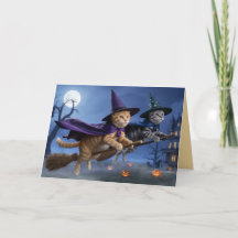 Carte de vœux Halloween Sorcières Tigrées