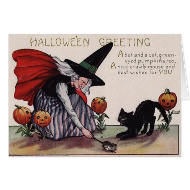 Carte de voeux Halloween vintage (Devant horizontal)