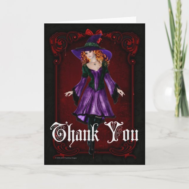 Carte de voeux Halloween Witch 6 Merci (Devant)