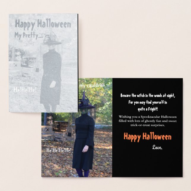 Carte de voeux Halloween Witch Silver Foil (Affichage)