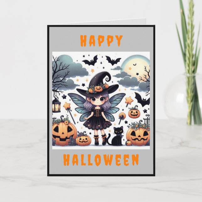 Carte de vœux Halloween Witchy & Cute (1) (Devant)
