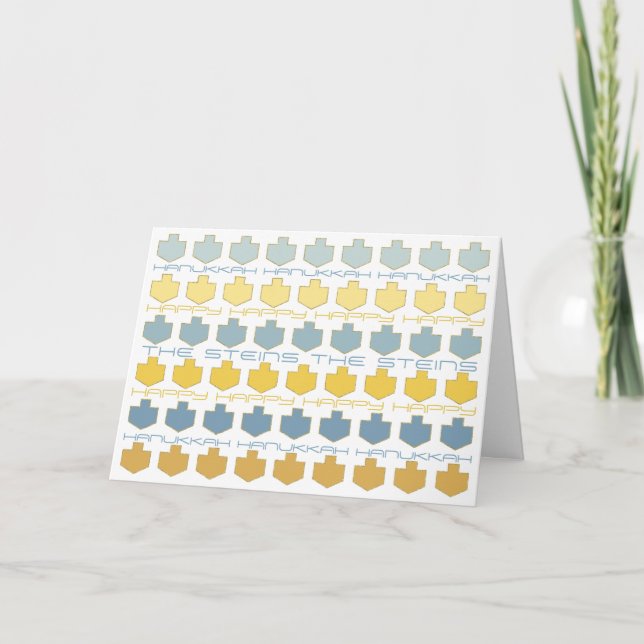 Carte de voeux Hanoukka "Blue/Gold Dreidels" (Devant)