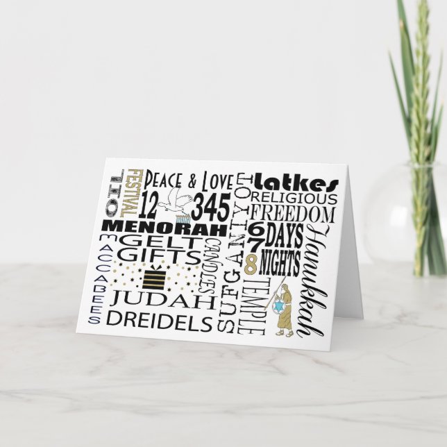 Carte de voeux Hanoukka Chanukah Mots (Devant)
