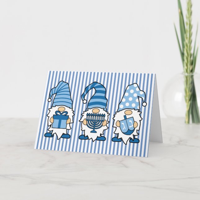 Carte de voeux Hanoukka Gnomes Trio (Devant)