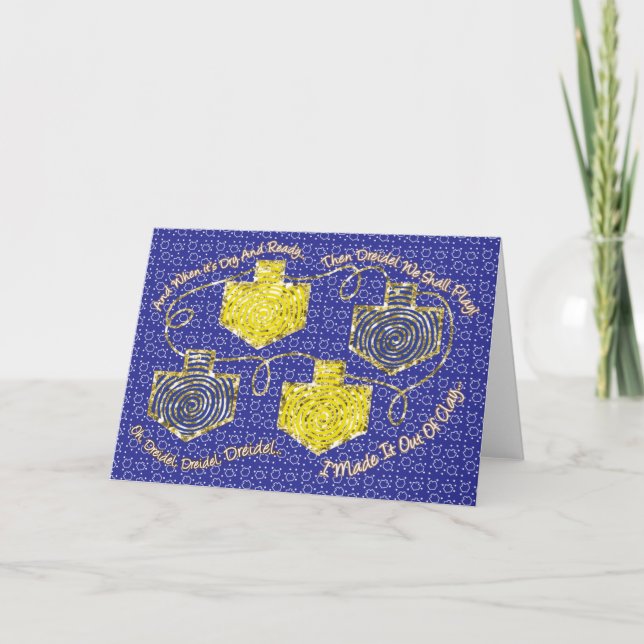 Carte de voeux Hanoukka "Gold Dreidels" Personnali (Devant)