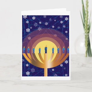 Carte de voeux Hanoukka Menorah brillante