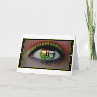 Carte de voeux Hanoukka Menorah & Eye Reflection