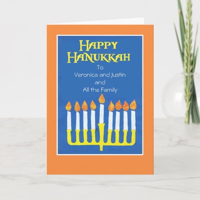 Carte de voeux Hanoukka Menorah pour personnaliser (Devant)
