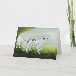 Carte de voeux "Happy Borzois" Chien Art Reproduct