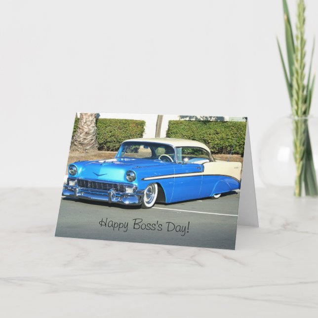 Carte de voeux Happy Boss's Day Classic bleu voitu (Devant)