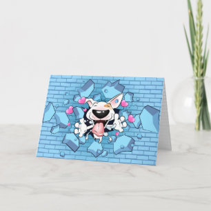 Carte de voeux Happy Bull Terrier (pour lui)