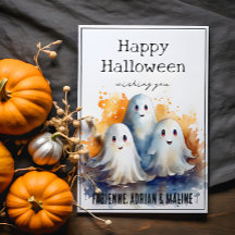 Carte de voeux Happy Ghosts Family Halloween