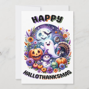Carte de vœux Happy HalloThanksMas 5x7