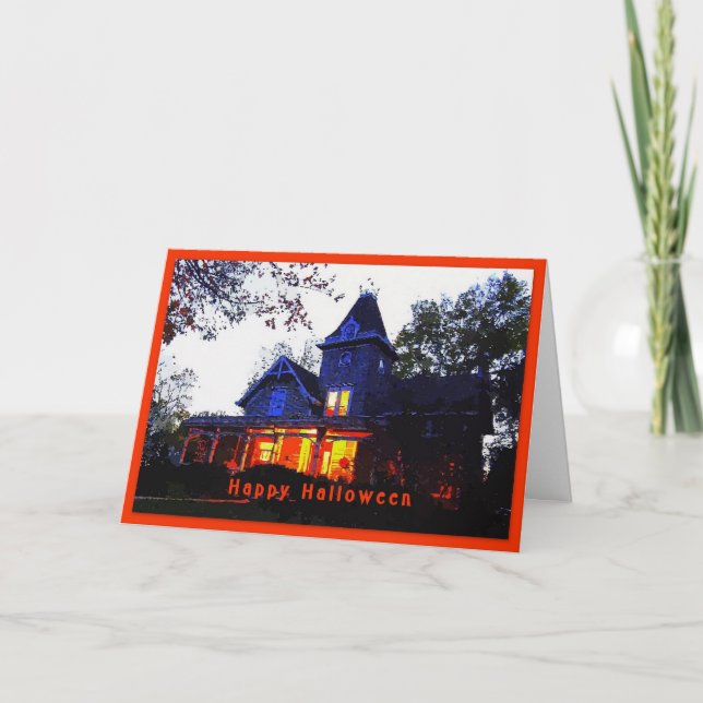 Carte de voeux Happy Halloween Haunted House (Devant)