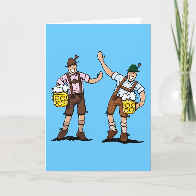 Carte de voeux Happy Lederhosen Hommes Beer Stein (Devant)