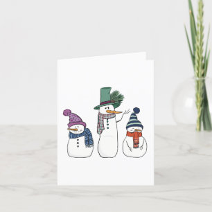 Carte de voeux Happy Snowman Family Blank
