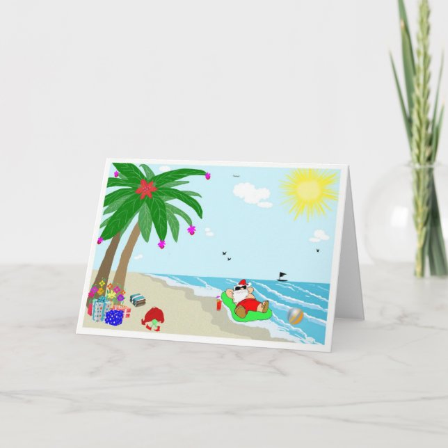 Carte de voeux hawaïenne de Noël de Père Noël (Devant)