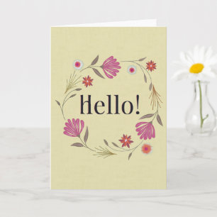 Carte de vœux Hello Couronne Florale Rose & Or