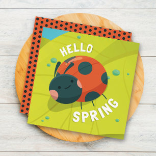 Carte de voeux Hello Spring Ladybug