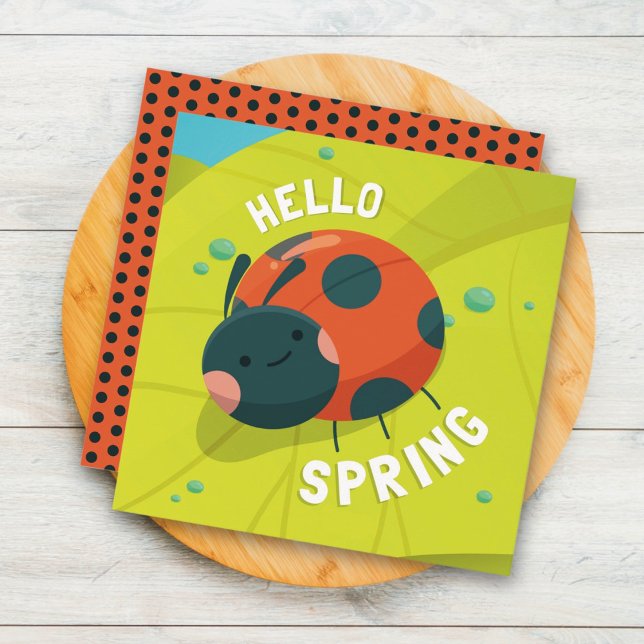 Carte de voeux Hello Spring Ladybug (Créateur téléchargé)