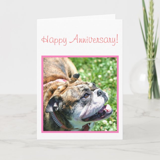 Carte de voeux heureuse de bouledogue (Devant)